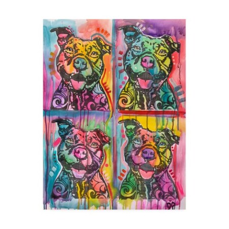 Trademark Fine Art Dean Russo '4 Happy Pitties' Canvas Art, 24x32 ALI46332-C2432GG